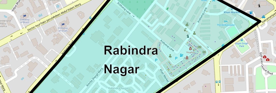Location Map of Rabindra Nagar, Delhi