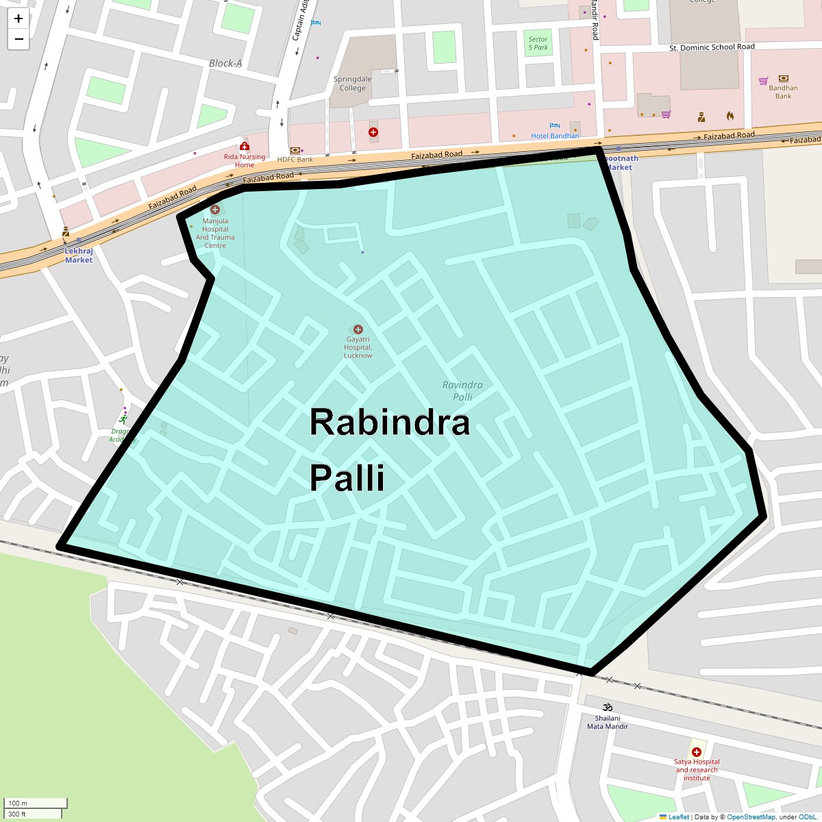 Location Map of Rabindra Palli, Lucknow