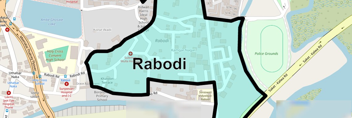 Location Map of Rabodi, Thane