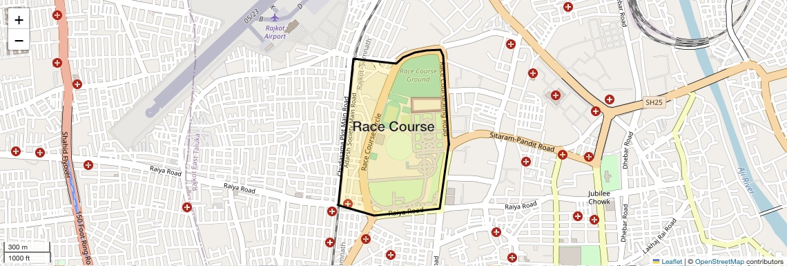 Location Map of Race Course, Rajkot
