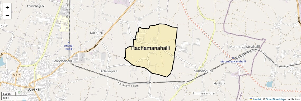 Location Map of Rachamanahalli, Bangalore