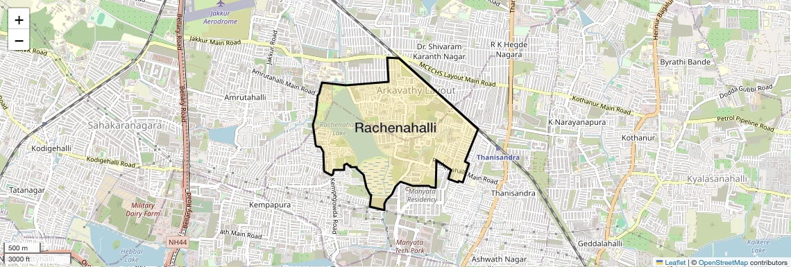 Location Map of Rachenahalli, Bangalore
