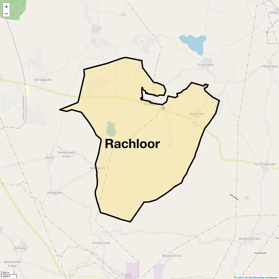 Location Map of Rachloor, Hyderabad