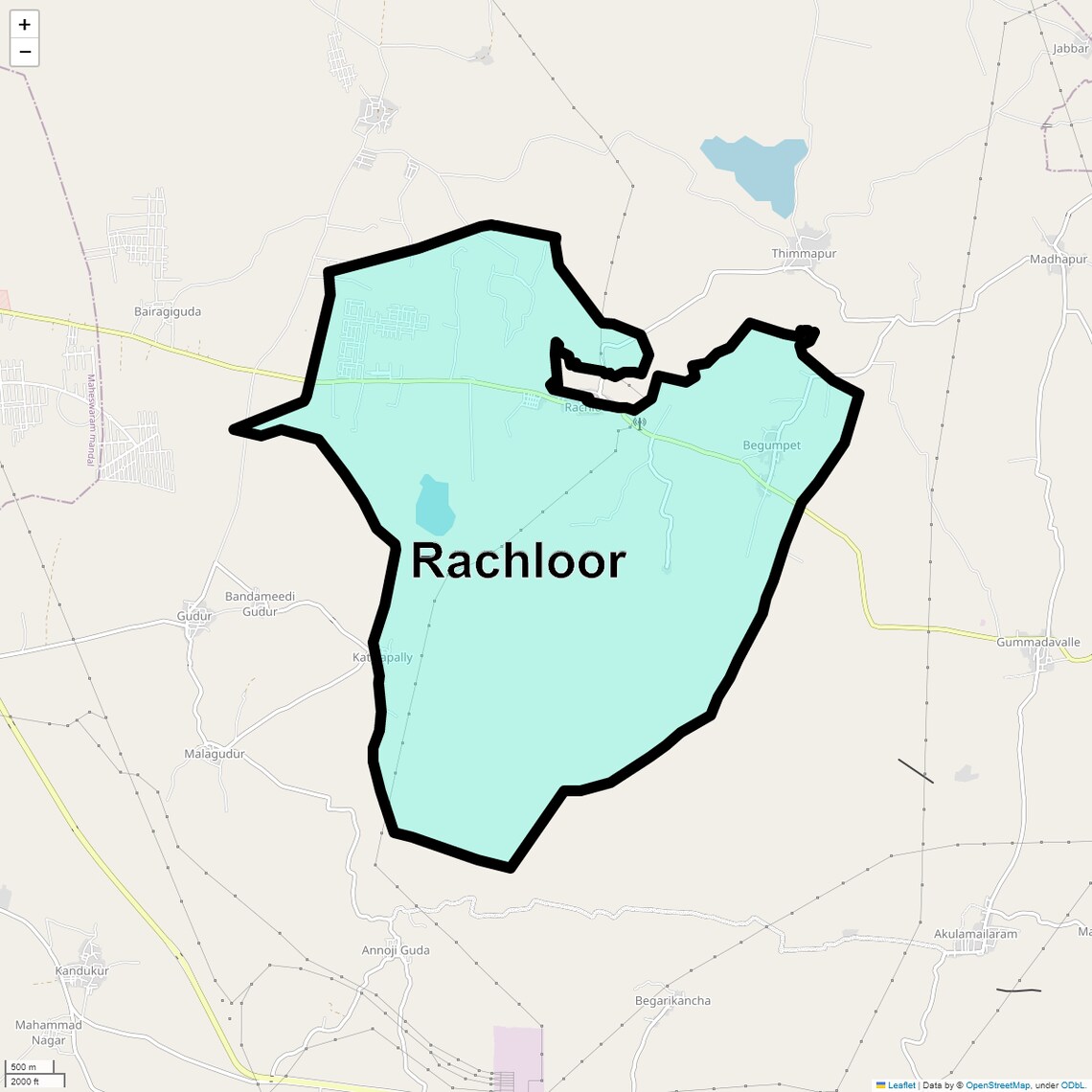 Location Map of Rachloor, Hyderabad