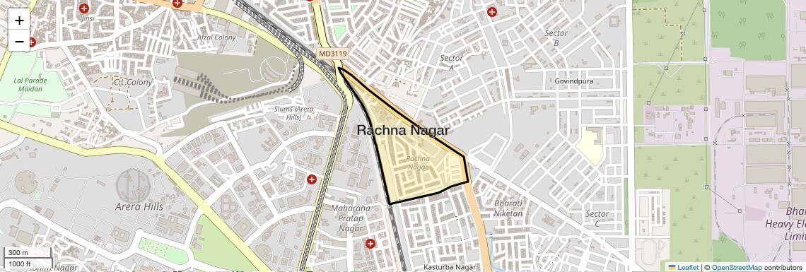 Location Map of Rachna Nagar, Bhopal