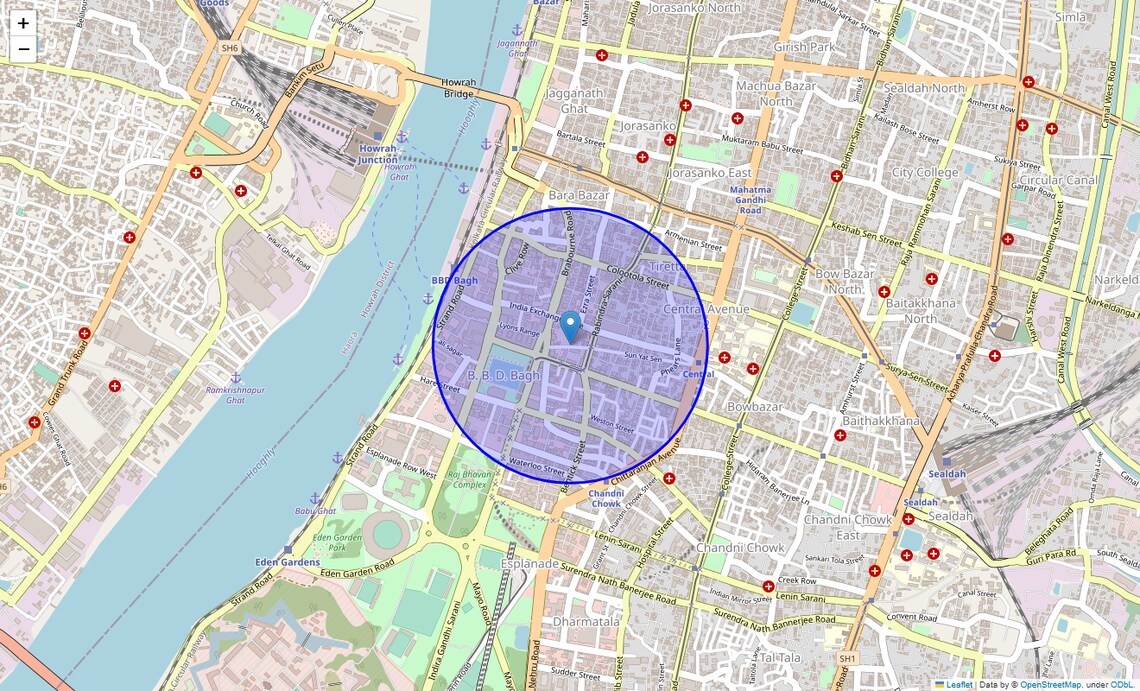 Location Map of Radha Bazar, Kolkata