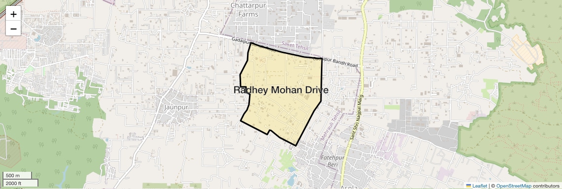 Location Map of Radhey Mohan Drive, Delhi