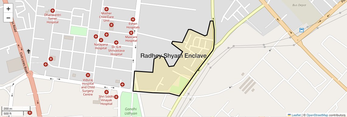 Location Map of Radhey Shyam Enclave, Bareilly