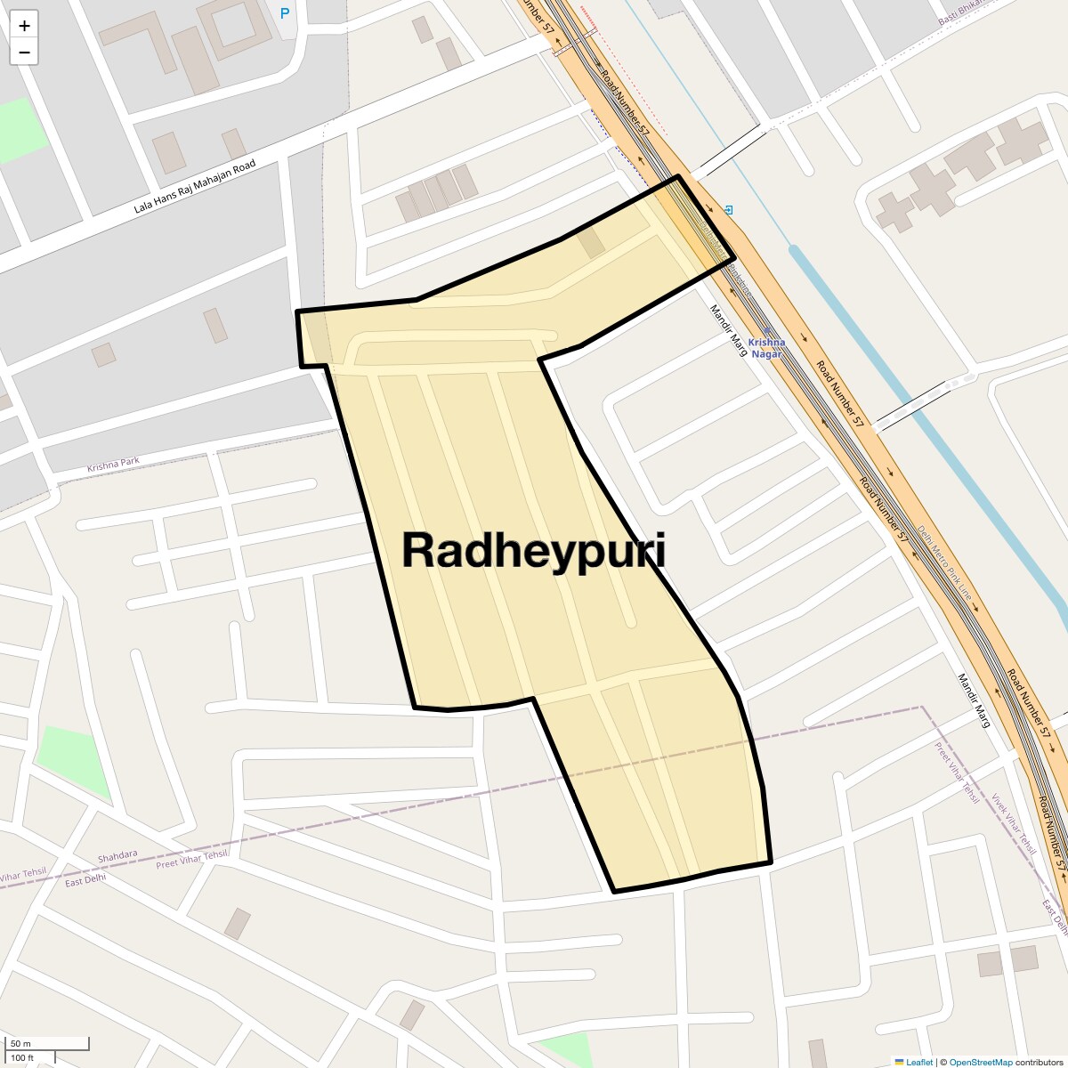 Location Map of Radheypuri, Delhi