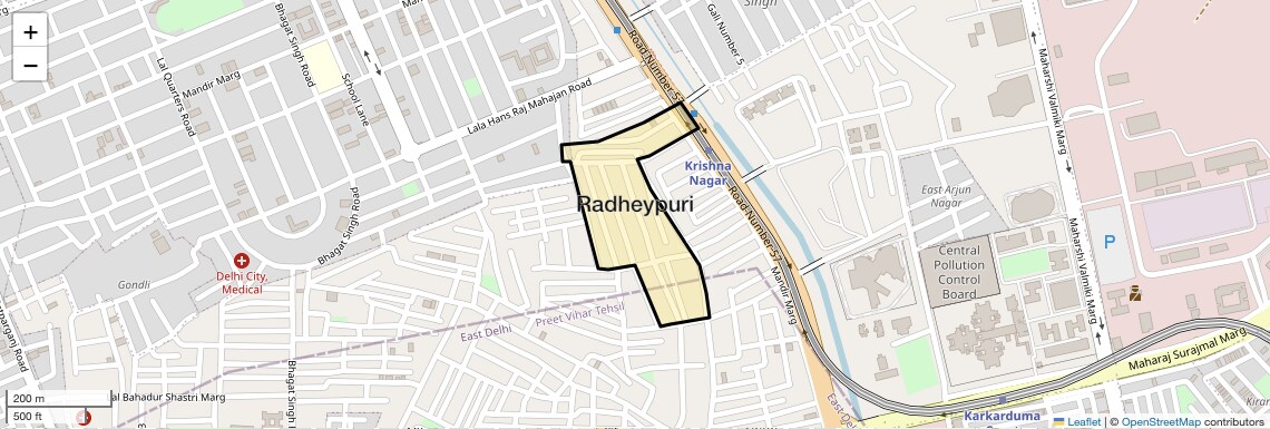 Location Map of Radheypuri, Delhi