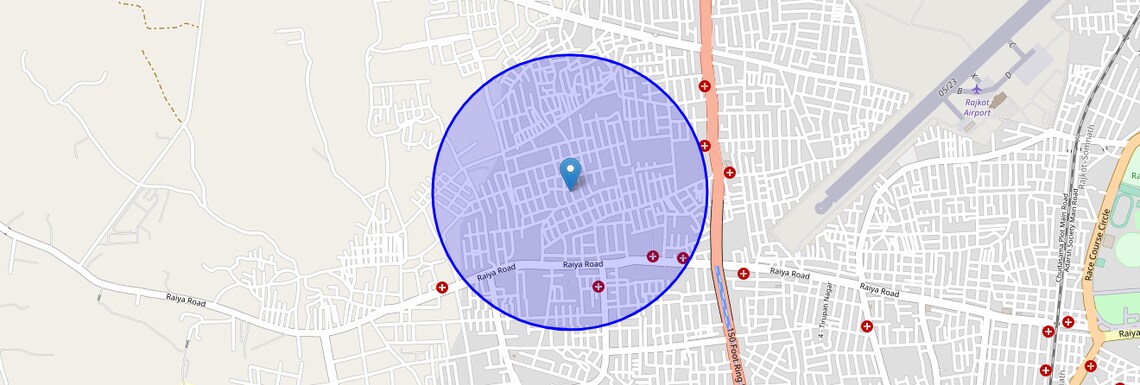 Location Map of Radhika Park, Rajkot