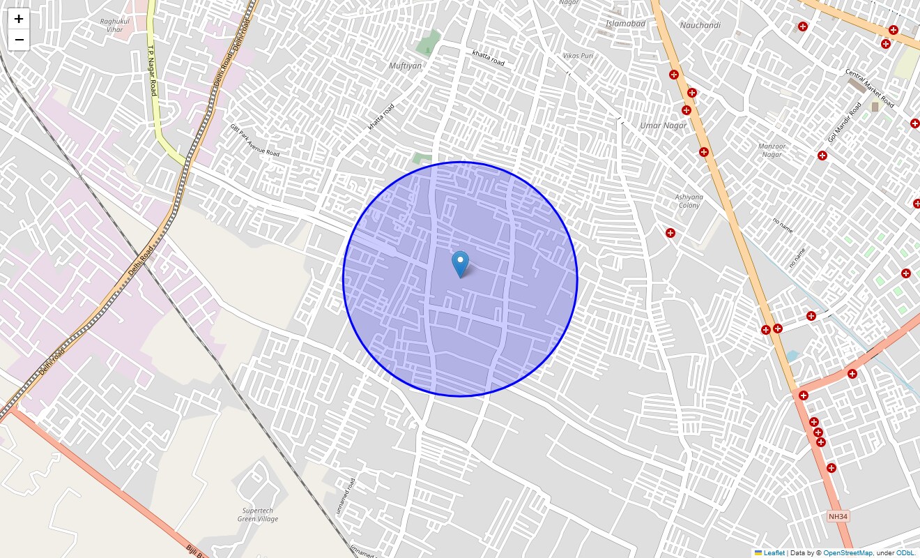 Location Map of Rafiq Pura, Meerut