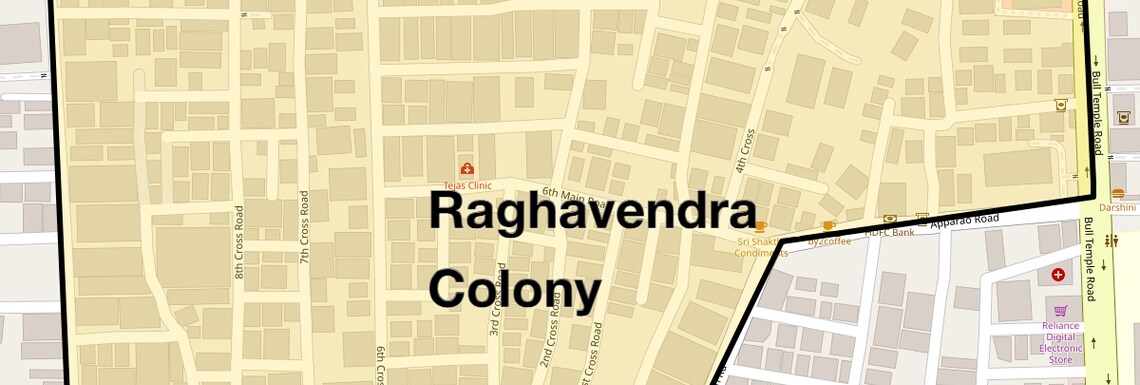 Location Map of Raghavendra Colony, Bangalore