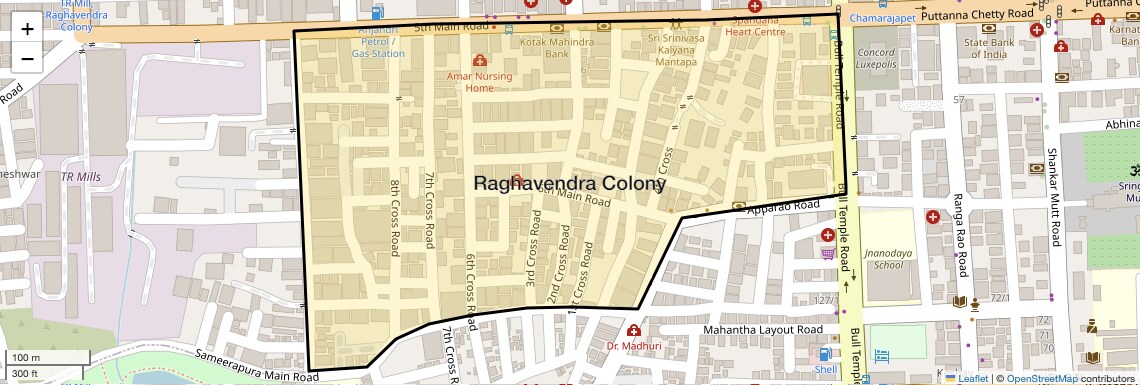 Location Map of Raghavendra Colony, Bangalore