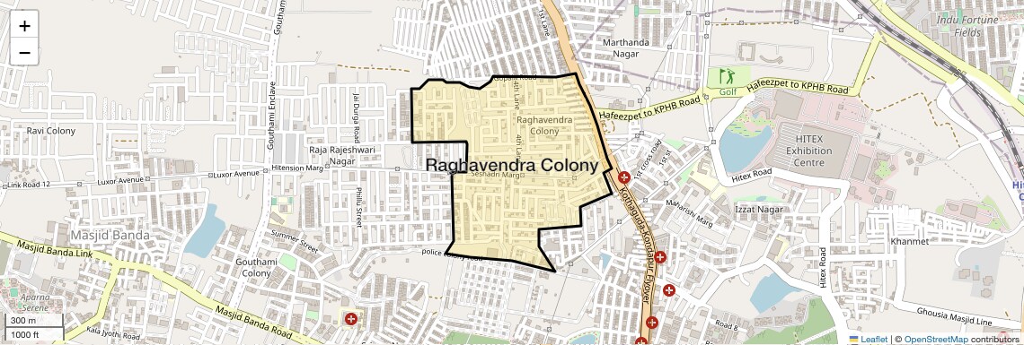 Location Map of Raghavendra Colony, Hyderabad