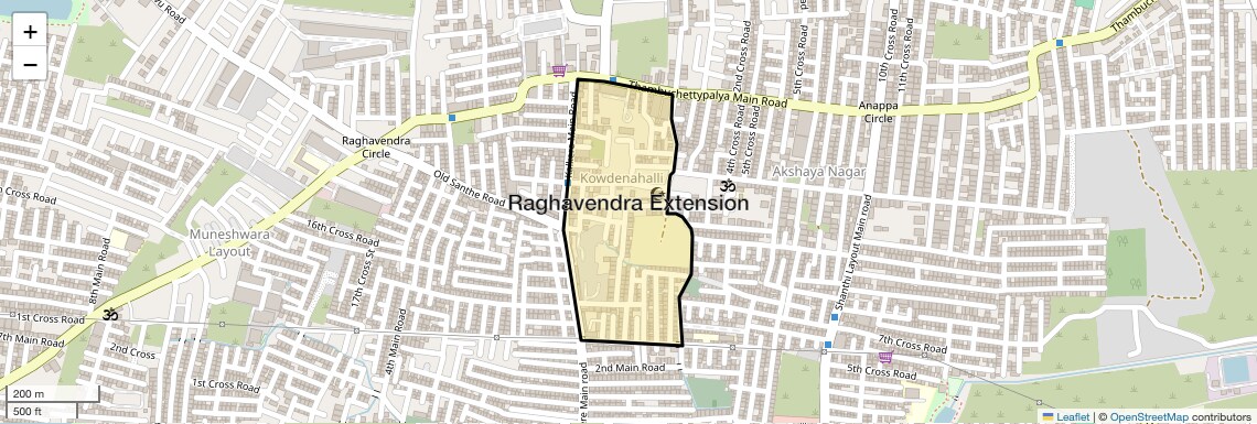 Location Map of Raghavendra Extension, Bangalore