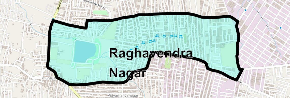 Location Map of Raghavendra Nagar, Bangalore