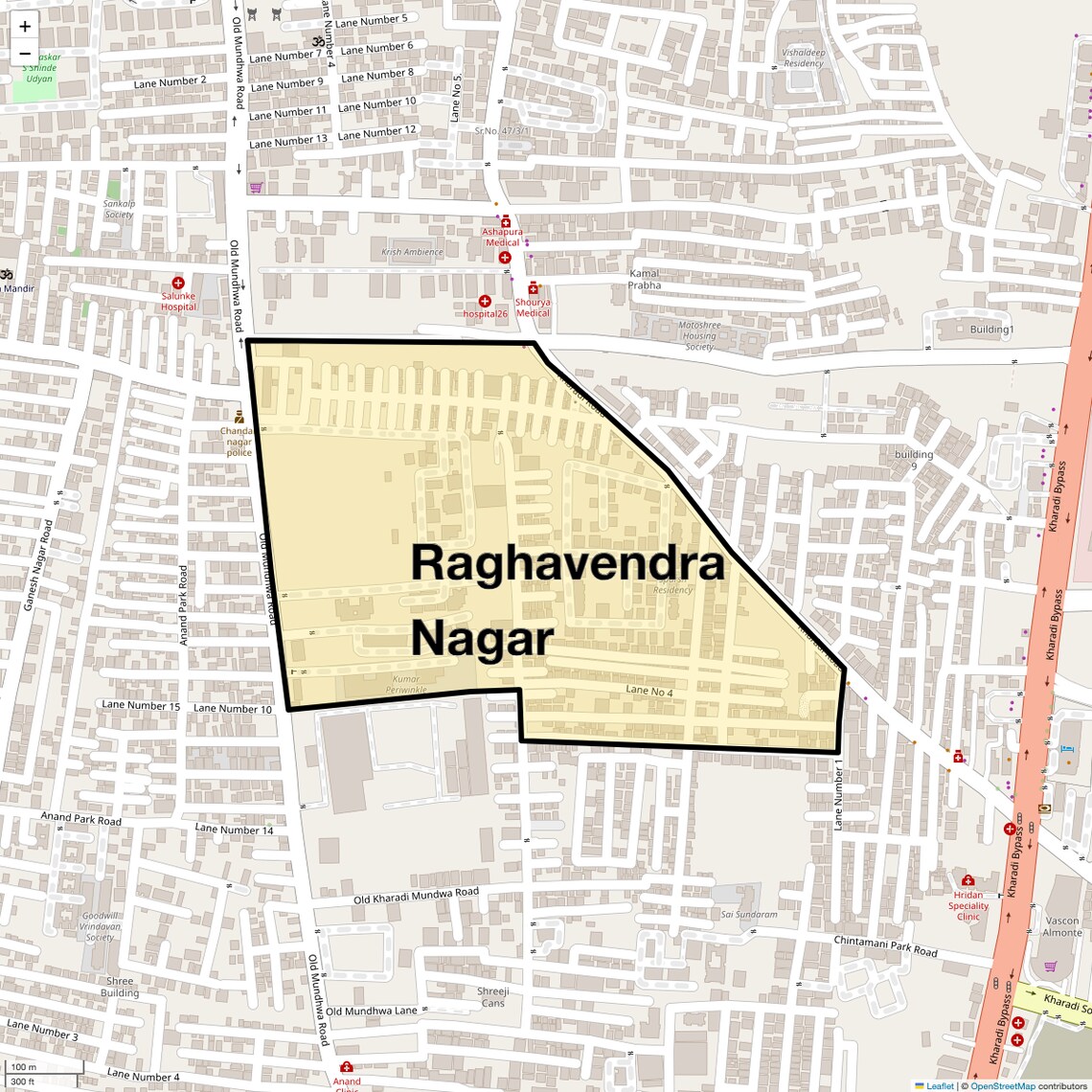 Location Map of Raghavendra Nagar, Pune
