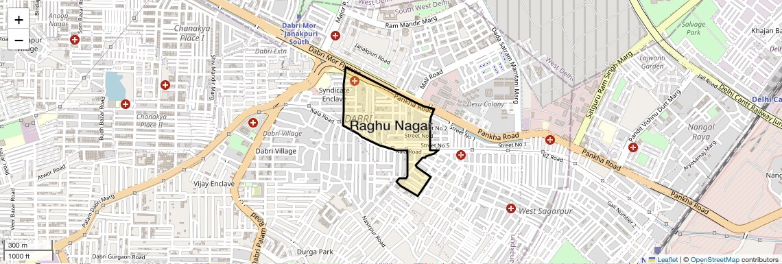 Location Map of Raghu Nagar, Delhi