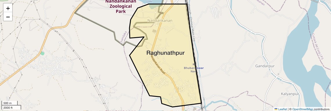 Location Map of Raghunathpur, Bhubaneswar