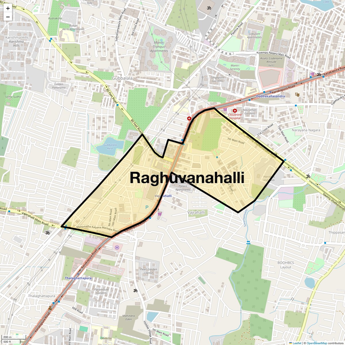 Location Map of Raghuvanahalli, Bangalore