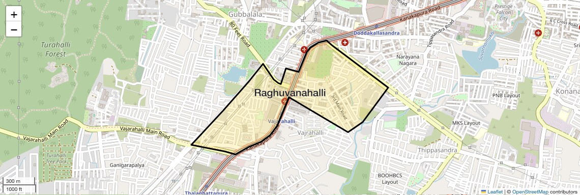 Location Map of Raghuvanahalli, Bangalore