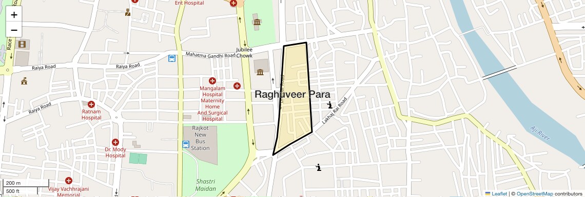 Location Map of Raghuveer Para, Rajkot