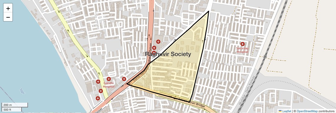 Location Map of Raghuvir Society, Surat