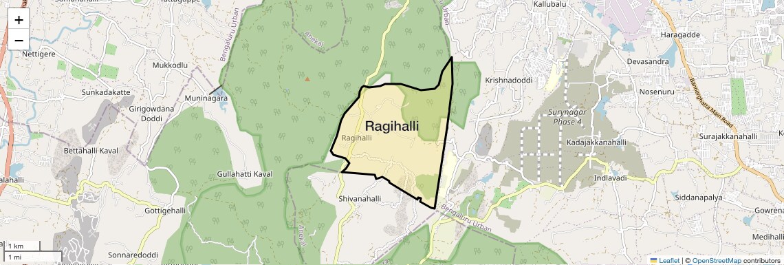 Location Map of Ragihalli, Bangalore