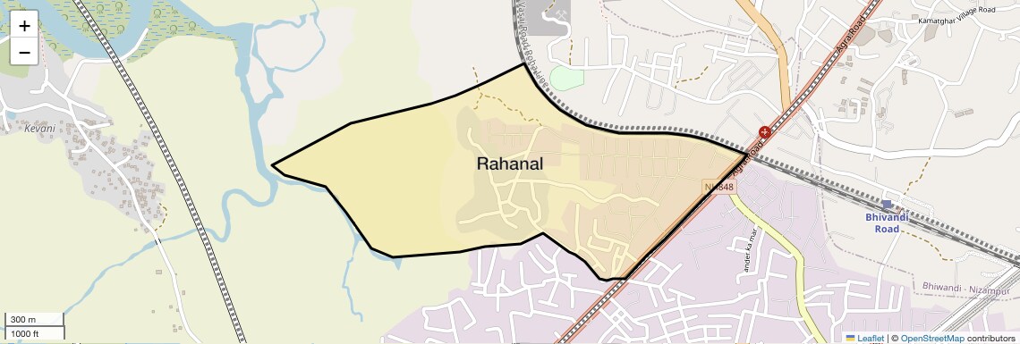 Location Map of Rahanal, Thane