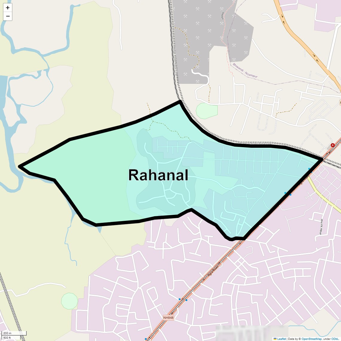 Location Map of Rahanal, Thane