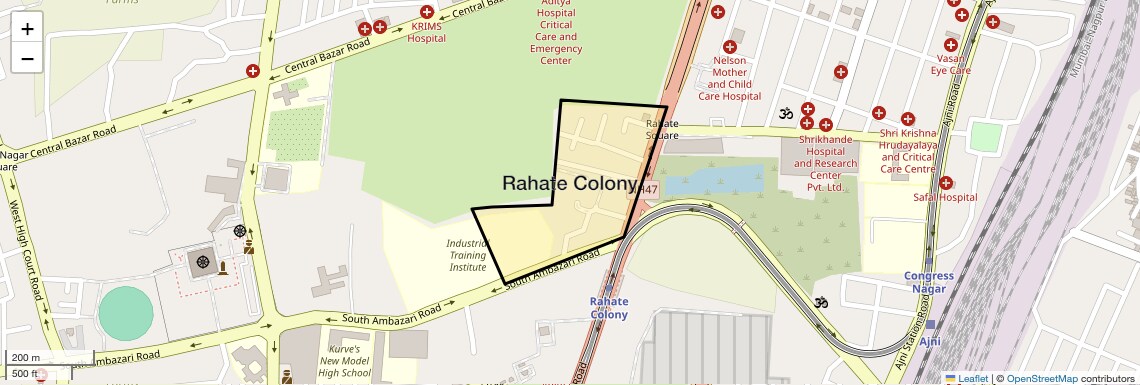 Location Map of Rahate Colony, Nagpur