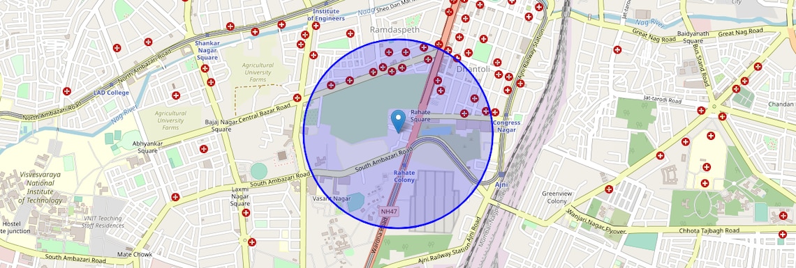 Location Map of Rahate Colony, Nagpur