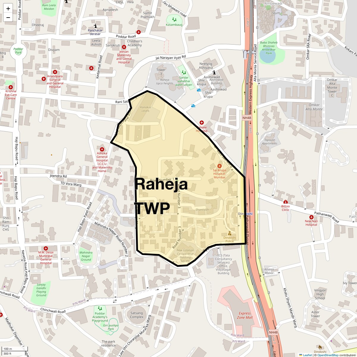 Location Map of Raheja Twp, Mumbai