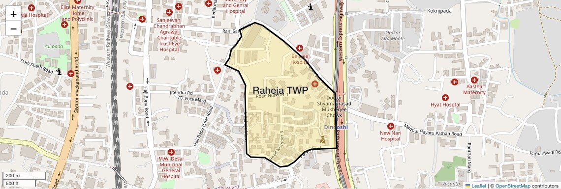 Location Map of Raheja TWP, Mumbai