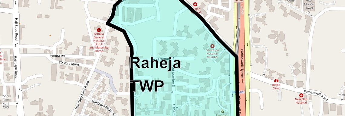 Location Map of Raheja Twp, Mumbai