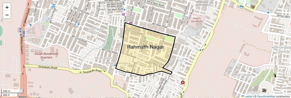 Location Map of Rahmath Nagar, Bangalore