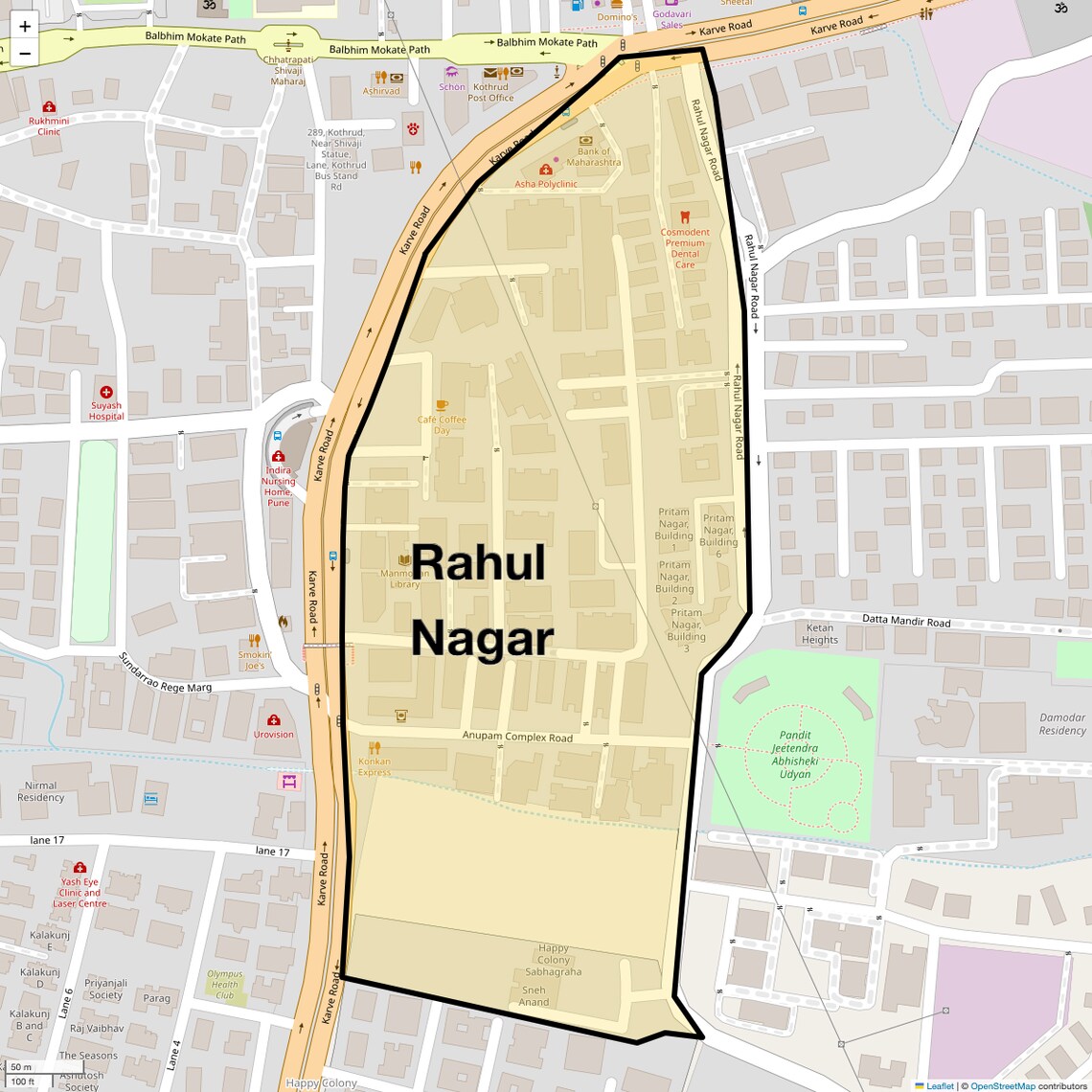 Location Map of Rahul Nagar, Pune