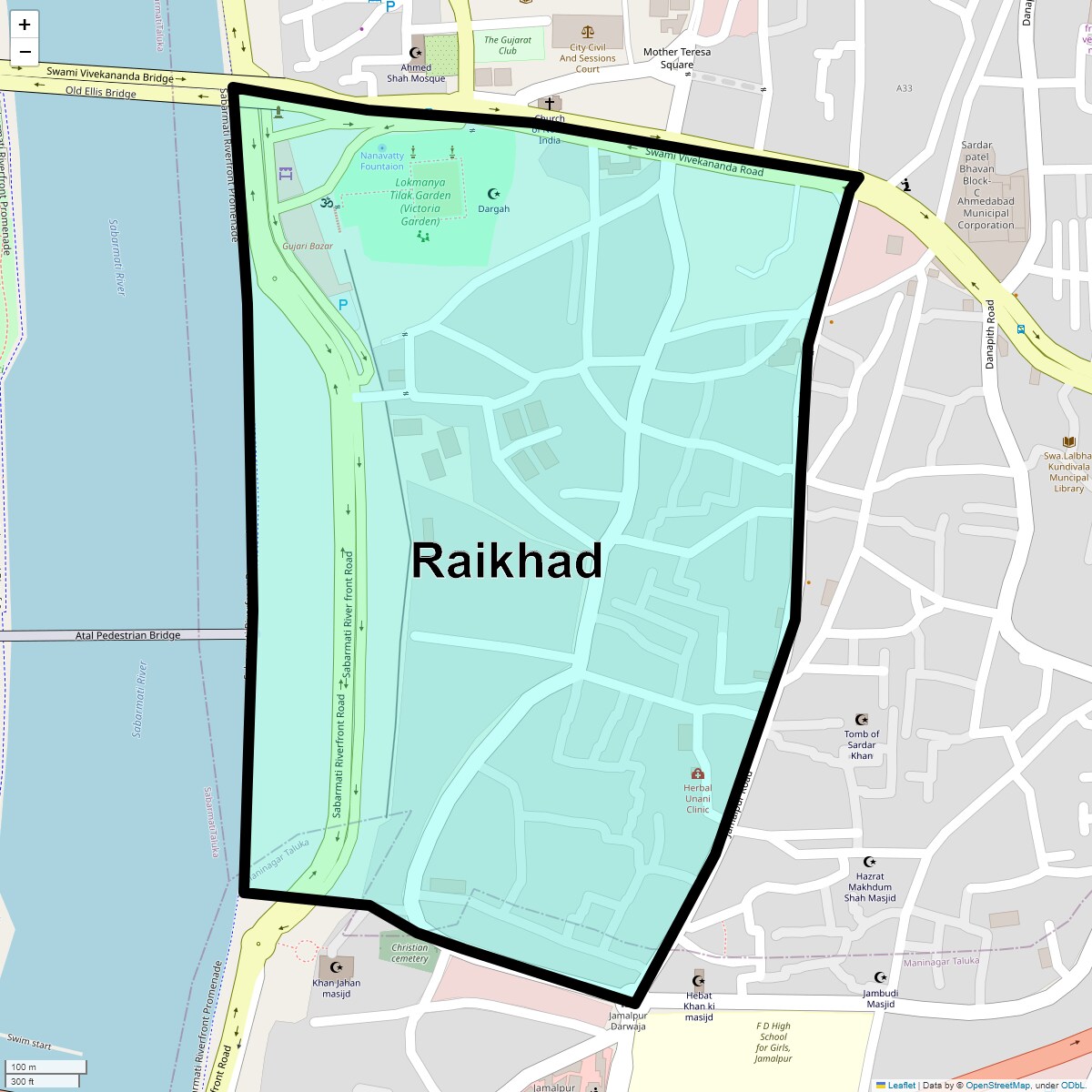 Location Map of Raikhad, Ahmedabad