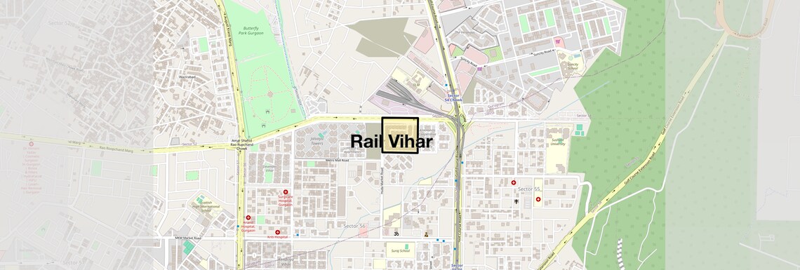 Location Map of Rail Vihar, Gurgaon