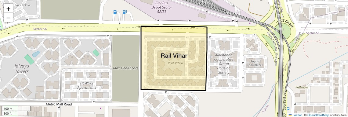 Location Map of Rail Vihar, Gurgaon