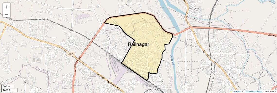 Location Map of Railnagar, Rajkot