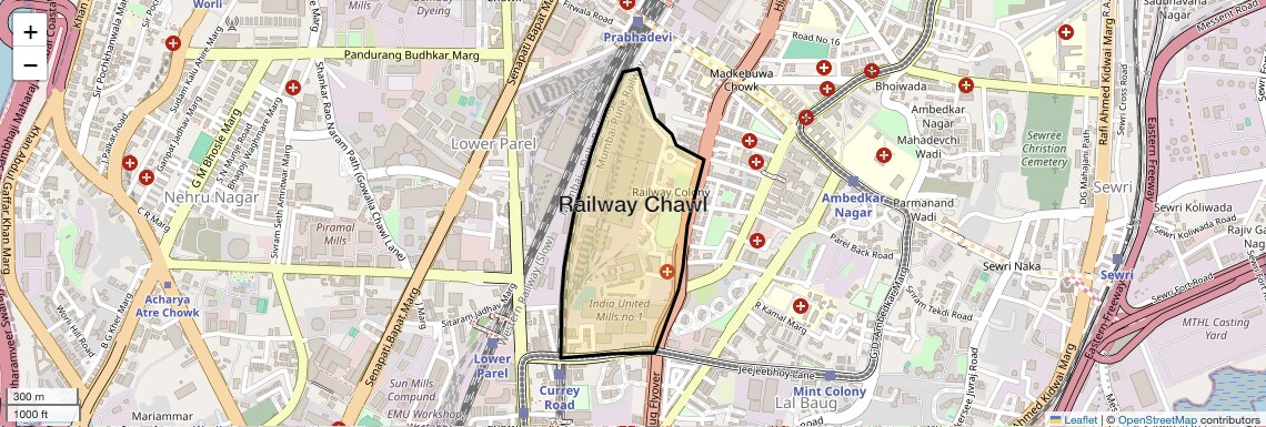 Location Map of Railway Chawl, Mumbai