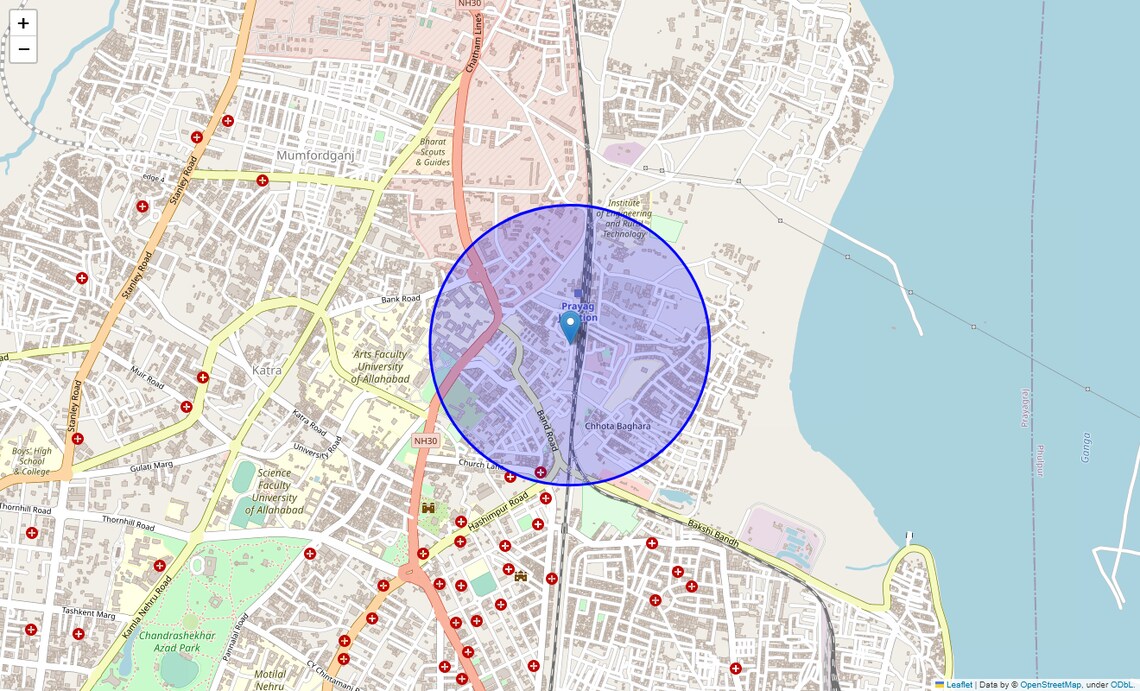 Location Map of Railway Colony, Allahabad