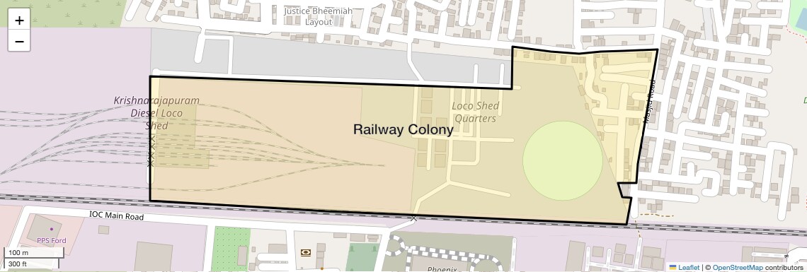 Location Map of Railway Colony, Bangalore