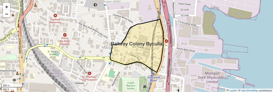 Location Map of Railway Colony Byculla, Mumbai