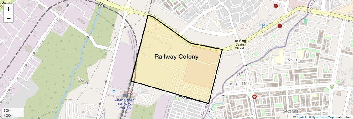 Location Map of Railway Colony, Chandigarh