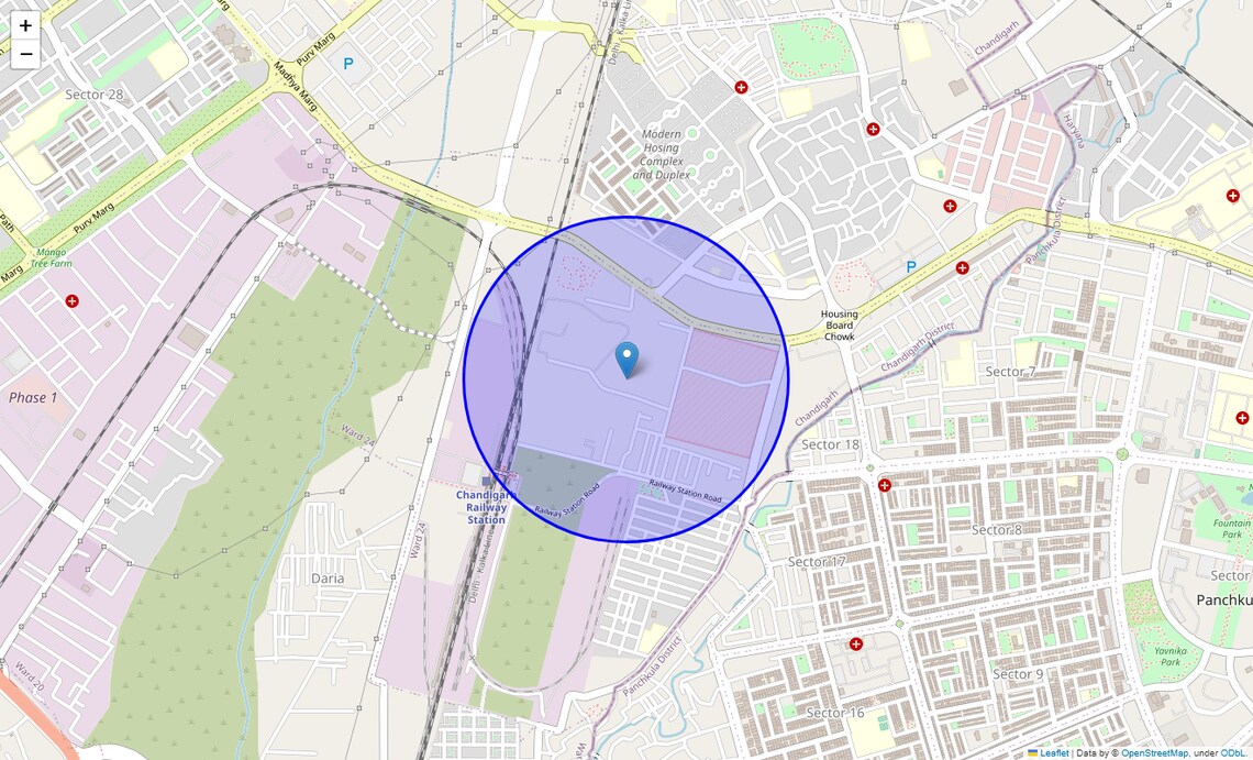 Location Map of Railway Colony, Chandigarh