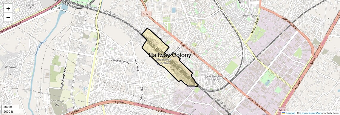 Location Map of Railway Colony, Ghaziabad
