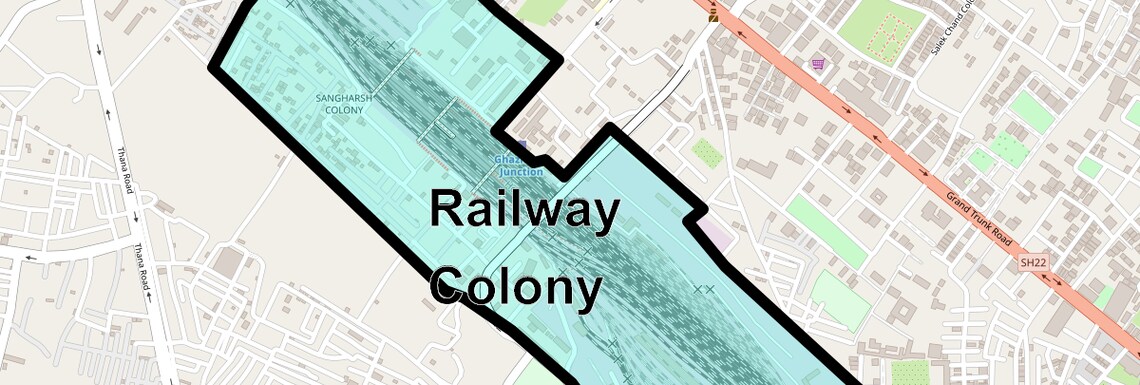 Location Map of Railway Colony, Ghaziabad
